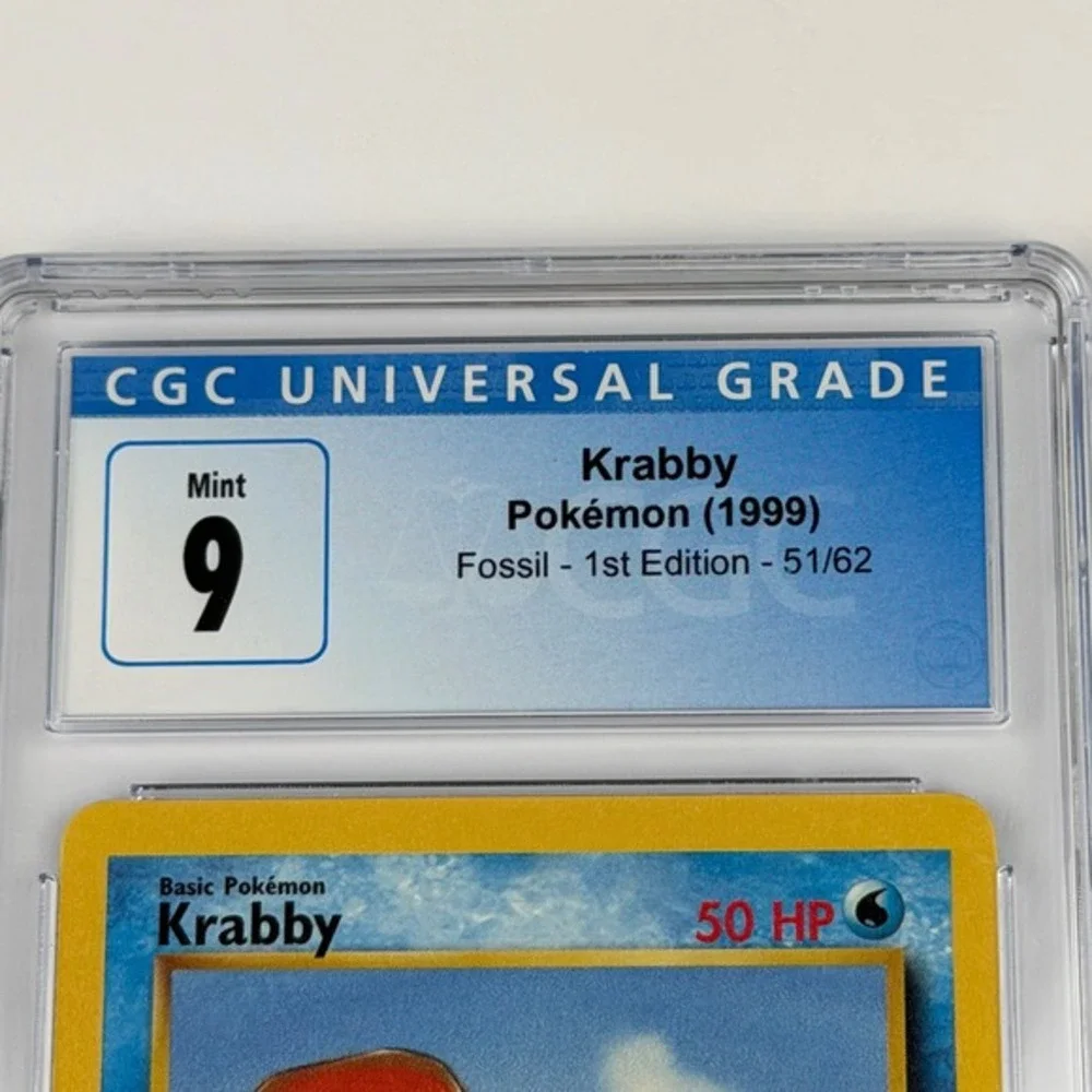 Pokemon Krabby 1st Edition Fossil 51/62 CGC 9 Blue Label TCG 1999 WotC Vtg
